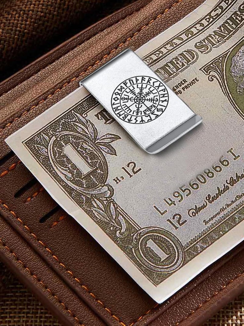 ChainsHouse Stainless Steel Money Clip Slim Wallet Credit Business Card Holder for Men, Wallet Charms Gift for Father Dad Husband - Image 2